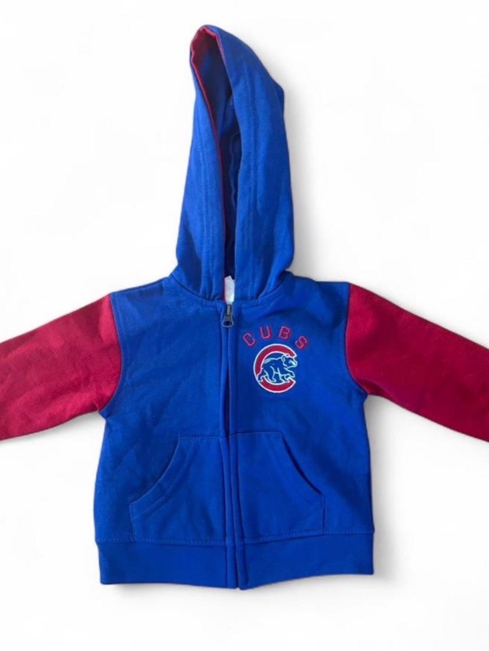 NWT Y2K Chicago Cubs Baby Hoodie 12–18M | MLB Zip Up Kids Jacket Blue Red